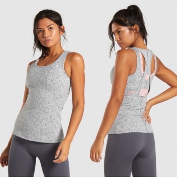 Gymshark Tops - Gymshark Fleur Texture Vest - Charcoal Marl